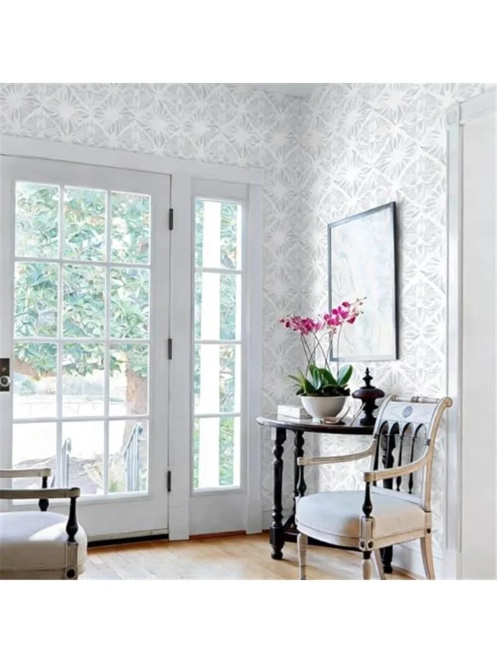 Peel Stick Wallpaper Blue White Coastal Boho Geometric Removable Waterproof